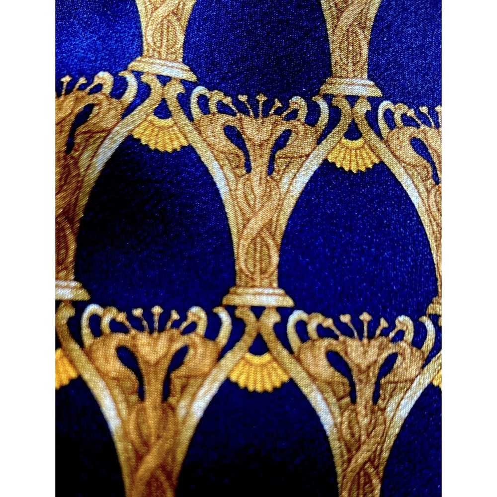 LANVIN Paris France Blue Gold Cup 🏆 Men's Silk Tie Old Money Quiet Luxury - Picture 3 of 6